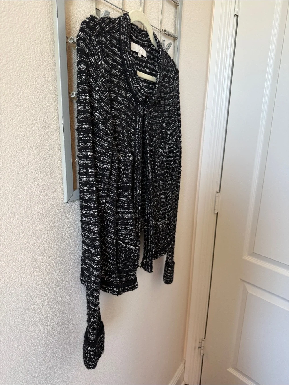 LOFT Black & White Marled Knit  Cardigan